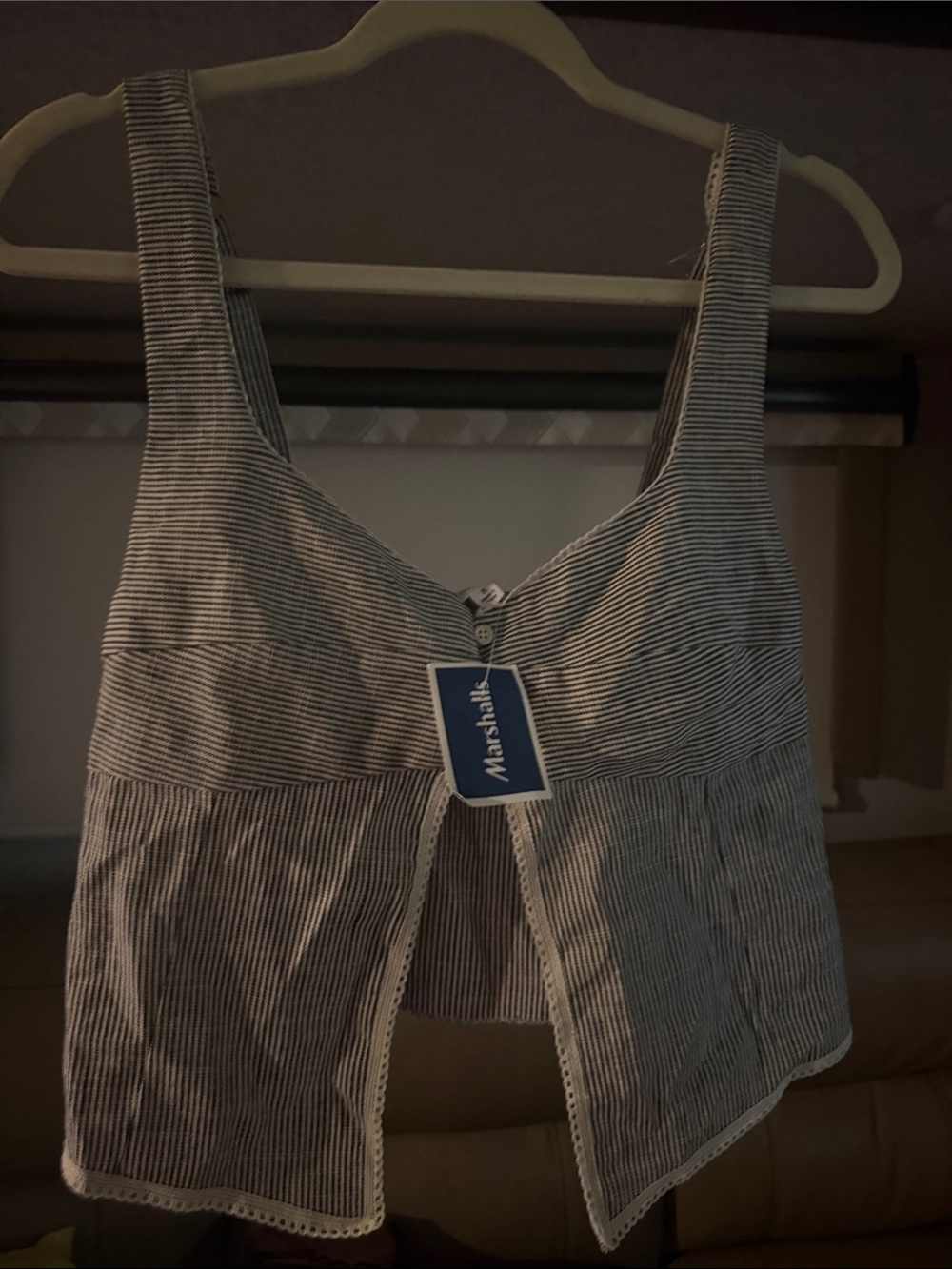 Marshalls Blue & White Striped Cropped Tank